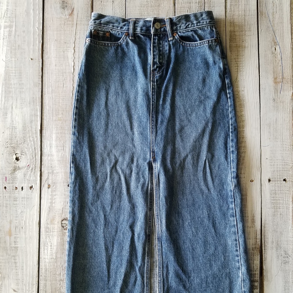 GAP skirt size 0 JEANS 100% Cotton Denim Long Maxi